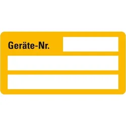 Aufkleber I Inventaretikett Geräte-Nr., gelb, Dokumentenfolie, selbstklebend, 50x25mm, 9/Bogen