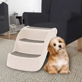 vidaXL Hundetreppe mit 3 Stufen Klappbar creme