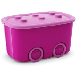 Smartbox Pro Spielzeugtruhe (1 St), Aufbewahrungsboxen mit Deckel Spielzeugkiste Spielzeugbox bunt 46 Liter Größe L rosa