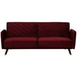Schlafsofa 3-Sitzer SENJA Samtstoff Dunkelrot