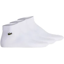 LACOSTE Unisex Sneakersocken, 3er Pack - Baumwollmischung, einfarbig, Logo Weiß 43-46