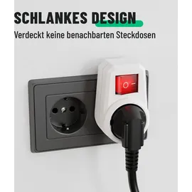 greate 6x Schaltbare Steckdose mit Schalter 1fach - Schuko Steckdosenschalter, Zwischenstecker mit Schalter, - Weiß