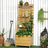 Outsunny Hochbeet mit Rankgitter 63 x 39 x 160 cm Braun