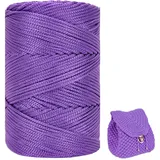 ZHANGXIAOMIN Polyester Garn 3mm X 225m,Makramee Garn 3mm,Makramee Band,Polypropylene Yarn,Geflochten Makramee Schnur Farbig,garn Zum Häkeln Für Stricken,Dekoration DIY Handwerk (dunkellila)