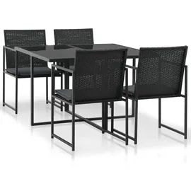 vidaXL Polyrattan Garten-Set 44443 5-tlg. schwarz mit Auflagen