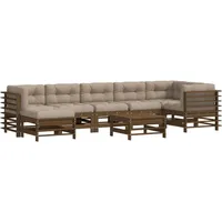 vidaXL 8-tlg. Garten-Lounge-Set mit Kissen Honigbraun Massivholz