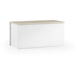 Dmora Koffer Miltonia, Geräumige Mehrzweck - Aufbewahrungsbox, Moderne Brust, 100% Made in Italy, 90x45h45 cm, Weiß und Eiche
