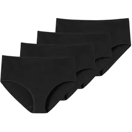 SCHIESSER Damen Slip 4er Pack - Midi-Slip, Cotton Stretch, uni Schwarz M