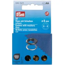 Prym 542521 Ösen mit Scheiben, 8 mm, schwarz/silberfarbig, kompatibel mit dem Vario Creative Tool