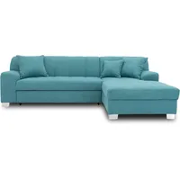 DOMO. collection Ecksofa Capri, Sofa in L-Form, Longchair rechts mit Schlaffunktion, Couch, Polsterecke, Eckcouch, Schlafsofa 239 x 152 x 75 cm (BxTxH), türkis