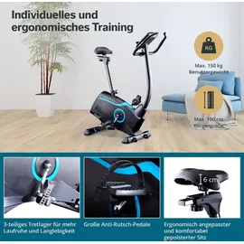 Skandika Ergometer Atlantis mit App Steuerung Kinomap iConsole), und Körperfettmessung, 32 Stufen, geräuscharm, Transportrollen | bis 150kg