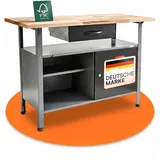 Ondis24 Werkbank Klaus 120cm mit Schublade und Tür schwarz