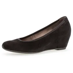 Pumps GABOR, Damen, Gr. 44, schwarz, Ziegenveloursleder, unifarben, klassisch, Schuhe, Halbschuh, Keilabsatz, Schlupfschuh, in Saccetto Machart