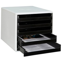 M&M Schubladenbox schwarz DIN A4 mit 5 Schubladen