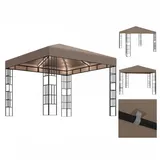 vidaXL Pavillon mit LED-Lichterkette 3x3 m Taupe