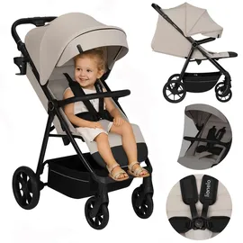 lionelo IVA Buggy bis 22 kg 6 Monaten bis 4 Jahre 360° Räder Volle Stoßdämpfung Verstellbare Rückenlehne höhenverstellbares Verdeck XXL UPF50+ Premium Stoff