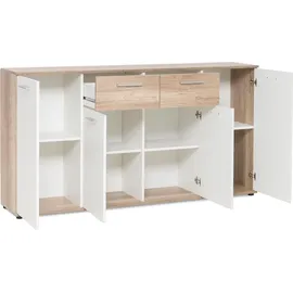 freiraum Sideboard Beistellschrank Anrichte Standschrank Kommode Highboard >Jacklin< II" Wildeiche/Weiß - weiß