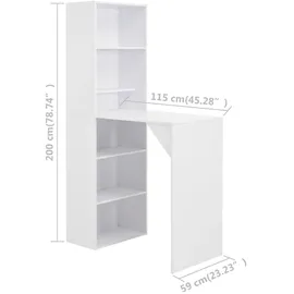 vidaXL Bartisch mit Schrank 115 x 59 x 200 cm Weiß