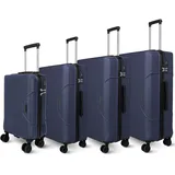 deluxe4home® 4 TLG. Hartschalenkofferset Reisekoffer Koffer & Trolley Dunkelblau I Kofferset ABS-Hartschale mit 4 Rollen I Reisetaschen Gepäck Rollkoffer Handgepäck Groß