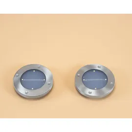 esotec Solarleuchte Kunststoff D=112mm 2er Set silber