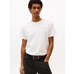 Tommy Jeans für Herren. DM0DM21780 Schmal geschnittenes T-Shirt mit weißem linearen Logo (XL), Lässig, Baumwolle, Kurzarm