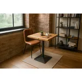 SAM Outillage Sam Bistrotisch Baumkante massiv 70 x 70 cm Akazie Naturfarben schwarz Säulengestell Iris