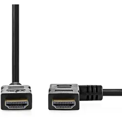 Nedis High Speed ​​HDMI  Kabel mit Ethernet - Rechts Hooked HDMI  Anschluss - HDMI Stecker - 4K@30Hz - 10.2 Gbps - 1.50 m - Rund - PVC - Schwarz - Umschlag
