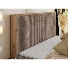 MKS Meble Boxspringbett WOOD Classic mit Topper T25, Doppelbett für Schlafzimmer, hohe Kopfteil - Braun Cord -