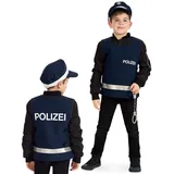 narrenwelt Kostüm Polizei Weste blau mit Klettverschluss Kinder Spielweste Polizist Polizeiweste 128