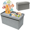 Kinder Aufbewahrungsbox mit Bauplatte - 53x27x30 Sitzbank - Baustein Spieltisch