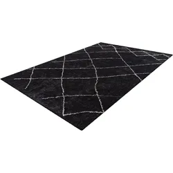Teppich ME GUSTA "Orlando 525", grau (anthrazit), B:80cm H:27mm L:150cm, Polyester, Teppiche, Attraktives Muster, Retrolook,Baumwollrücken, Fußbodenheizung geeignet