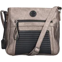 Umhängetasche RIEKER, Damen, Gr. B/H/T: 30cm x 29cm x 12cm, taupe, schwarz, Lederimitat, Antik-Look, Taschen Umhängetasche, Schultertasche, Damen-Handtasche, mit praktischen Fächern