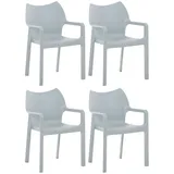 CLP 4er Set Gartenstühle Diva mit Armlehne hellgrau