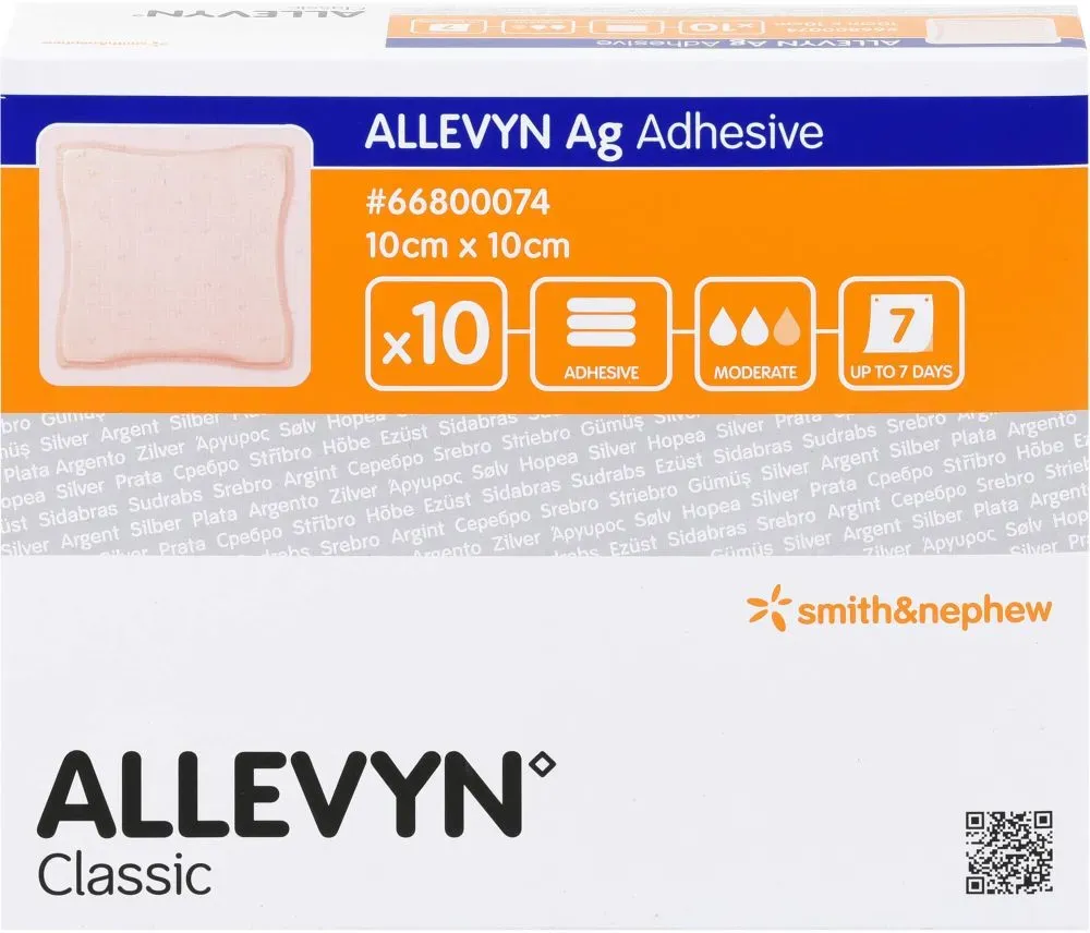 ALLEVYN Ag Adhesive 10x10 cm Wundverband 10 St