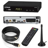 Comag SL65T2 FullHD HEVC DVBT/T2 Receiver (H.265, HDTV, HDMI, Irdeto Zugangssystem, freenet TV, Mediaplayer, PVR Ready, USB 2.0, 12V) inkl. DVB-T2 Antenne + HDMI-Kabel, schwarz