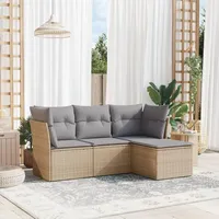 SECOLI Balkon Lounge Balkonmöbel Keiner Sofa Outdoor Gartensofa 3-Sitzer Gartenmöbel-Set Ecksofa Garten Balkonlounge Rattan Polyrattan Lounge Gartenlounge Terrassenmöbel Beige 4-tlg-Type-119