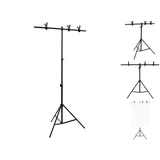 vidaXL Hintergrundständer T-Form Schwarz 91x60x(70-200) cm