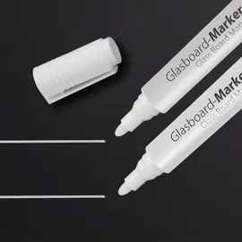 Sigel Glasboard-Marker - Rundspitze, weiß, 2 Stück