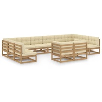 vidaXL 12-tlg Garten-Lounge-Set Kissen Honigbraun Massivholz