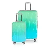 Suitline - 2er Kofferset, Kabinenkoffer 55cm + Großer Reisekoffer, Trolleys Hartschale glänzend Farbverlauf, 4 Rollen,TSA, Northern Lights
