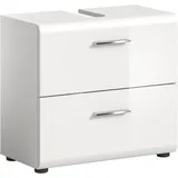INOSIGN Waschbeckenunterschrank »FLORENZ, TOPSELLER!, Breite 60 cm, 2 Schubkästen,ink. Siphonausschnitt«, hochwertige MDF Front, Griff chromglänzend, Badschrank, Bad, weiß