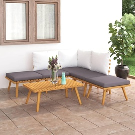vidaXL Garten-Lounge-Set natur/grau-weiß