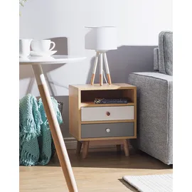 Beliani Nachtschrank FARGO 40 x 48 x 30 cm Braun/Grau/Weiß