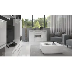Kommode PLACES OF STYLE "Piano", weiß (weiß hochglanz), B:150cm H:97,4cm T:45,2cm, Spanplatte, Sideboards, UV lackiert, Soft-Close Funktion
