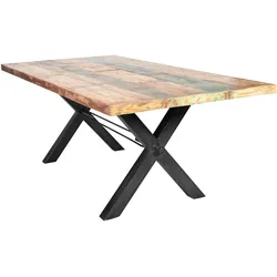 Esstisch SIT "Tops", schwarz (eisen schwarz), B:200cm H:78cm T:100cm, Tische, Esstisch Holz-Esstische Küchentisch Rechteckiger Esstisch, aus recyceltem Altholz