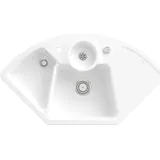 Villeroy & Boch Solo Eck Stone White Keramikspüle Excenterbetätigung Eckspüle 90 cm Unterschrank