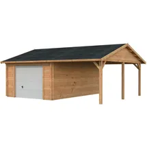 Palmako Garage Roger 19,0 + 16,2 m2 - 44 mm - mit Sektionaltor hellbraun tauchgrundiert