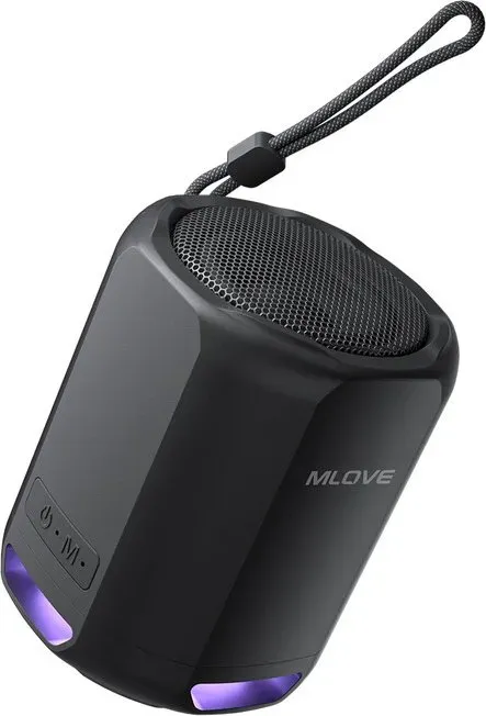 Mlove P1 Tragbarer Bluetooth-Lautsprecher, Bluetooth 5.3, RGB-Beleuchtung, Kompakter Hochwertiger Sound, TWS-Verbindung – Schwarz