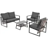 stilvora Gartenlounge Set 4-tlg. Schwarz