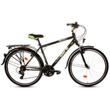 T&Y Trade 28 Zoll Herren City Trekking Fahrrad Trekkingfahrrad Herrenrad CITYFAHRRAD Herrenfahrrad Rad Bike 18 Shimano Gang Beleuchtung STVO Federgabel Gabelfederung GOETZE Result Schwarz GRÜN